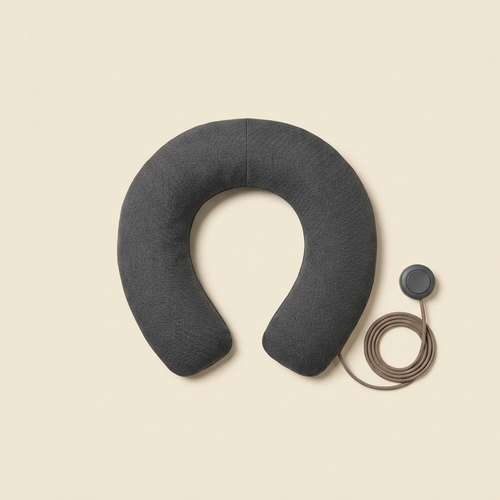 Coussin chauffant de nuque Salureva, tissu gris anthracite